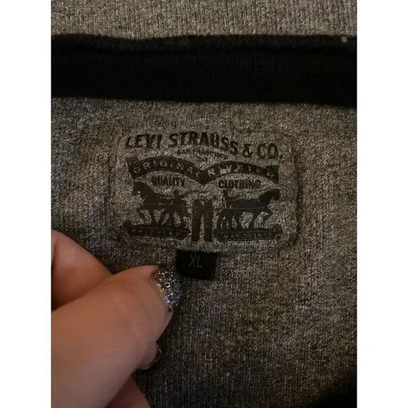 Levi's men's grey cotton knit long sleeve 1/4 button crew neck t-shirt size XL - Picture 7 of 8